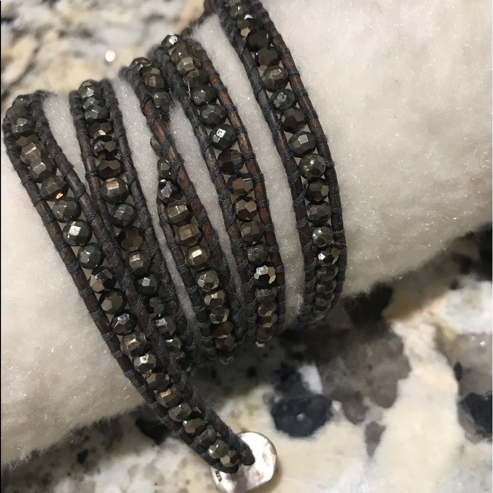 Pyrite mix beaded wrap chan luu bracelet